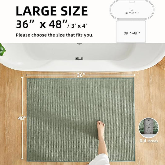 Large Bathroom Rugs Non Slip Washable Bath Rugs Super Absorbent Bathroom Rug Thin Quick Dry Low Pile Bath Mats, Sage Green 36"x48"