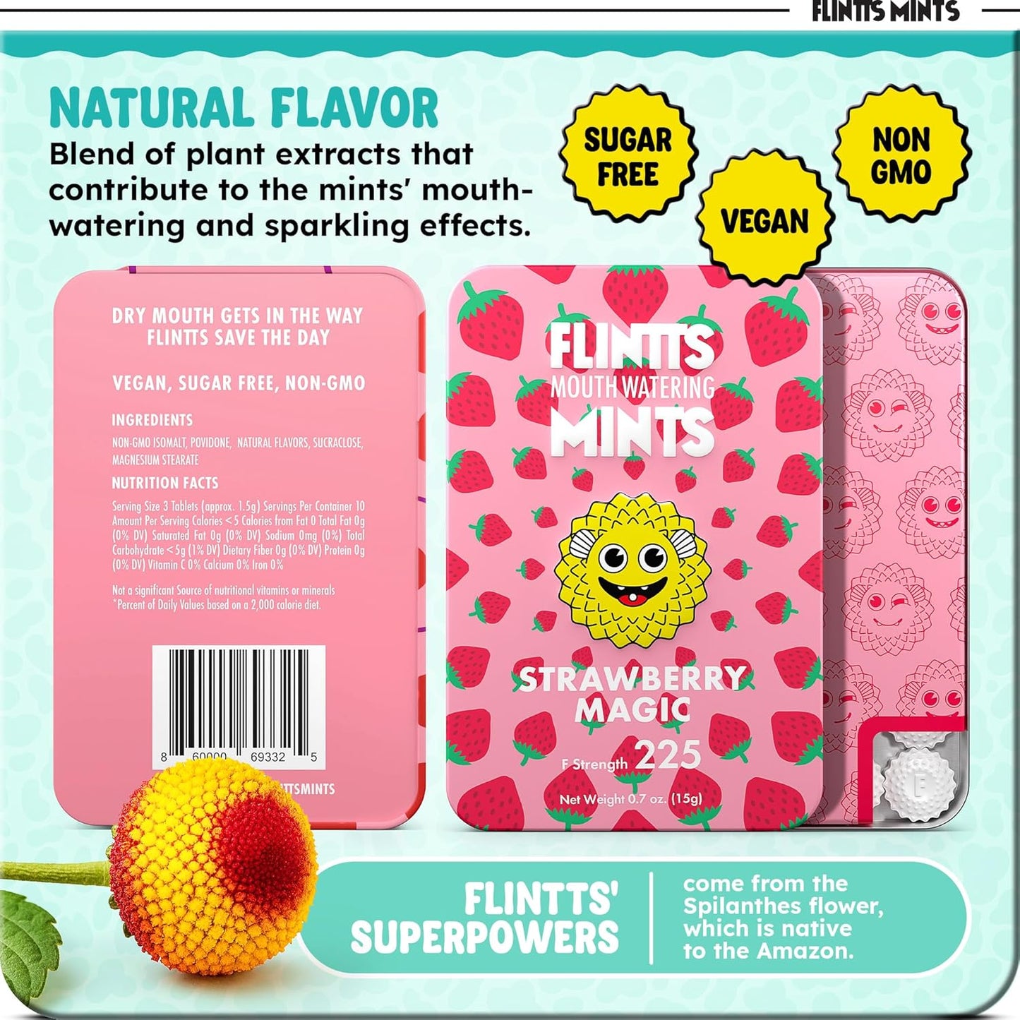 Flintts Mints After Party Pack – Sugar Free Mouthwatering Mints for Dry Mouth Relief & Freshness – Vegan Oral Health Support with Sparkle Effect – Pocket Travel Saliva Substitute, Lozenges Alternative