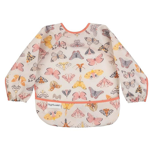 Tiny Twinkle Long Sleeve Bib for Babies & Toddlers – Waterproof Smock Bib for Eating – Machine Washable & Mess-Proof, Baby Feeding Essential & Shower Must-Have(Flutter, 6–24M)