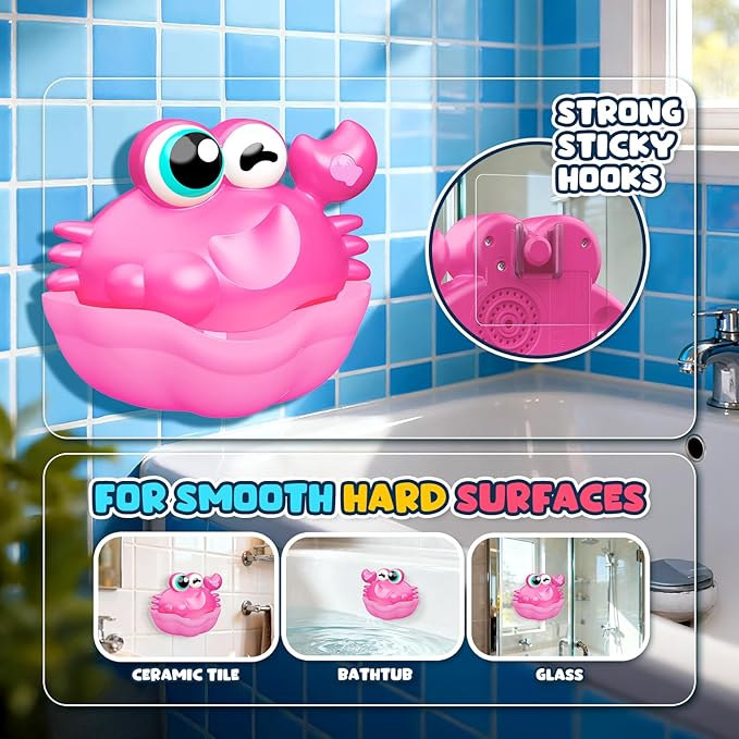 Light Up Crab Bath Bubble Maker Bathroom Toys for Kids Ages 1-3 4-8,Bath Bubble Machine with Colourful Light Toddler Bathub Toy Gifts for Kids