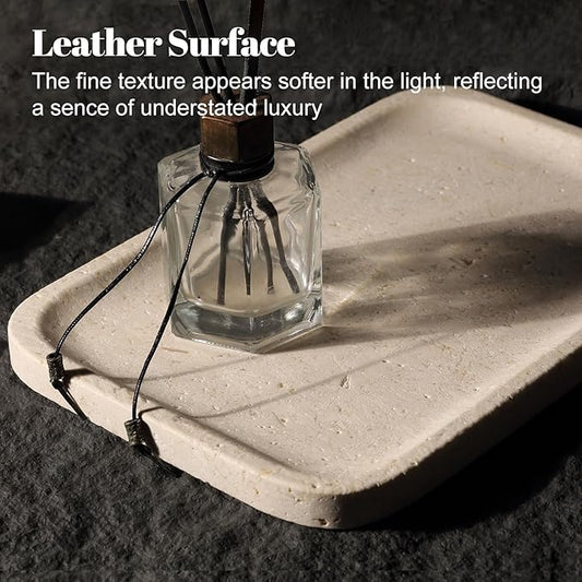 Koville Marble Vanity Tray, 12"x8" Marble Catchall Tray for Countertop Bathroom Kitchen Dresser, Rectangular Decorative Stone Tray for Jewelry Cosmetics Perfume Trinket(Brown)