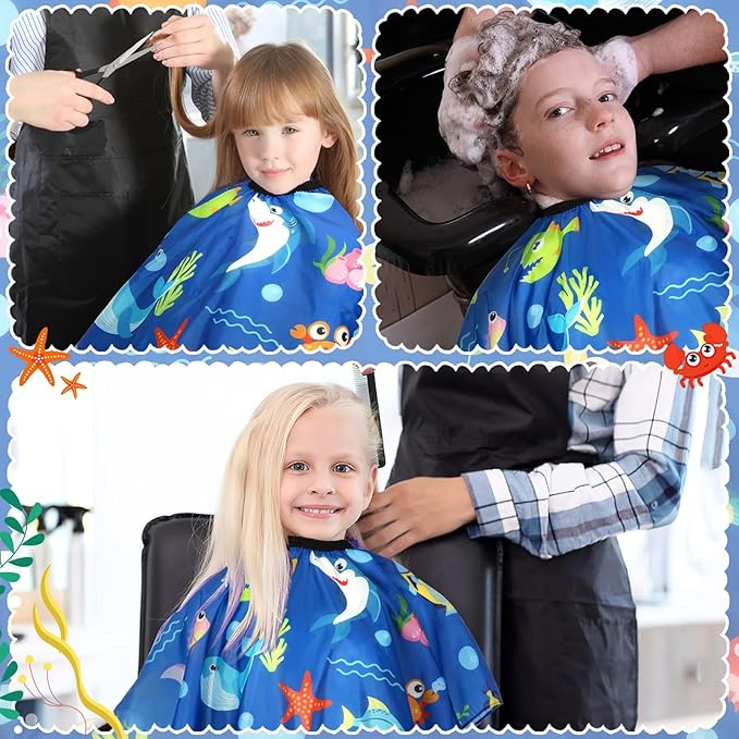 FEBSNOW Kids Hair Cutting Cape, Professional Kids Barber Cape Cartoon Pattern Apron with Adjustable Closure for Children Salon Barber Supplies