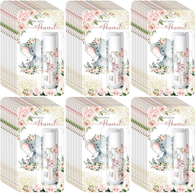 30 Pack Christmas Pink Elephant Party Baby Shower Games Prizes Bulk Lip Balms Little Peanut Party Gifts for Winners Boy Girls Gender Reveal Favors Decor Baby Shower Souvenirs Stocking Stuffers