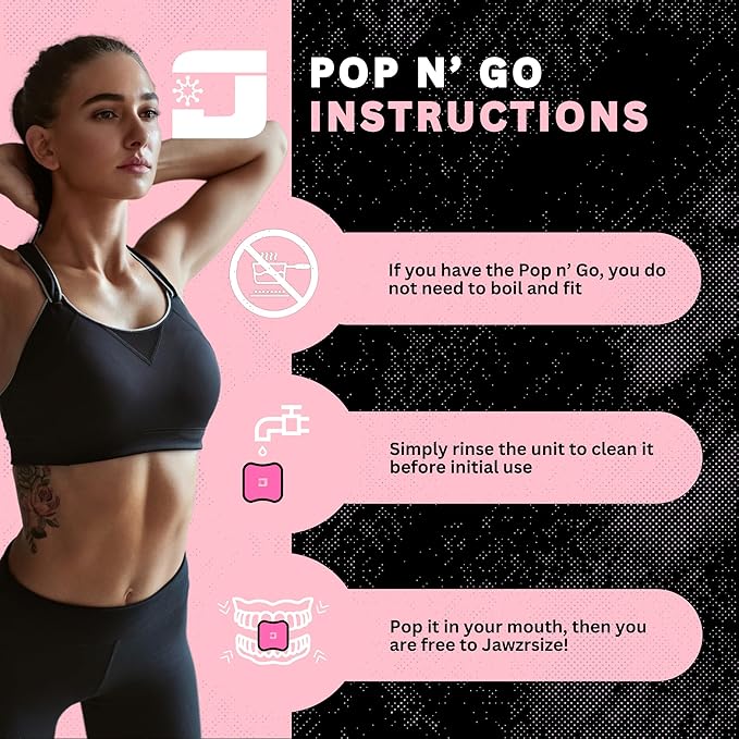 Jawzrsize Jaw Exerciser for Women - Double Chin Reducer, Facial Toner, Neck Exerciser for Younger and Healthier Look Helps Reduce Stress and Cravings Jawline Trainer (Pop N Go Beginner Pink)