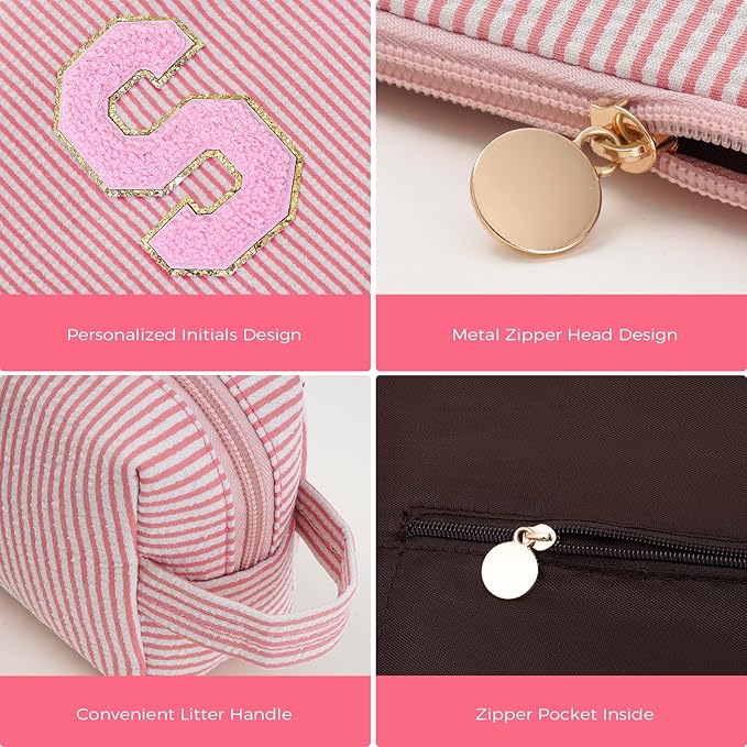 Gifts for Girls Teens Kids - Birthday Gift for Daughter Sister Her,Travel Essentials,Teen Girl Essentials,Cute Trendy Stuff Makeup Bag Set Cosmetic Bag - Peach,S