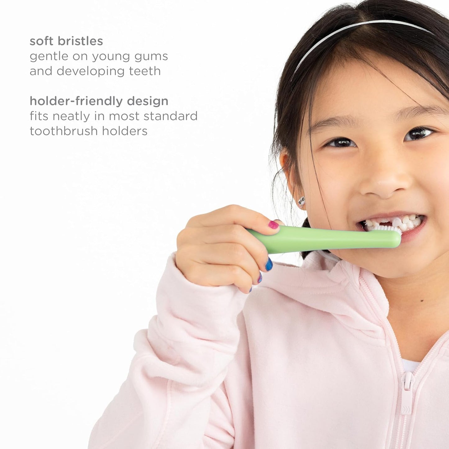 Ubbi Grow with Me Toothbrush Training Set for Babies and Toddlers, Includes One 360° Food-Grade Platinum Silicone and One Soft Bristled Toothbrush, Polaris Blue and Zest Green