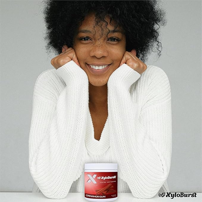 XyloBurst Gum | Xylitol Chewing Gum | Sugar Free, Gluten Free, Keto Friendly | Aspartame Free Gum For Oral Health | Cinnamon | 100-Count Jar