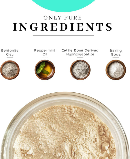 Vanman’s - Tiny Mint and Bone Tooth Powder Toothpaste - Flouride-Free Whitening Tooth Powder with Cattle Bone Derived Hydroxyapatite, Bentonite Clay, Peppermint Oil - Remineralizing - 0.25 oz