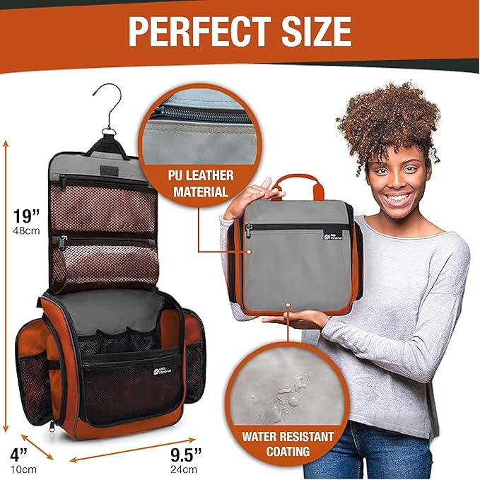 DD D&D Wanderlust D&D Hanging Travel Toiletry Bag for Men and Women – Cosmetics, Makeup and Toiletries Organizer Kit with 10 Compartments