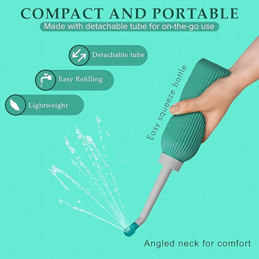 Upside Down Peri Bottle for Postpartum Care, Portable Bidet for Perineal Cleansing, 500ml Capacity,4 Nozzle Tips ,Angled Nozzle, Travel-Friendly, Handheld Washer for New Moms, Unisex