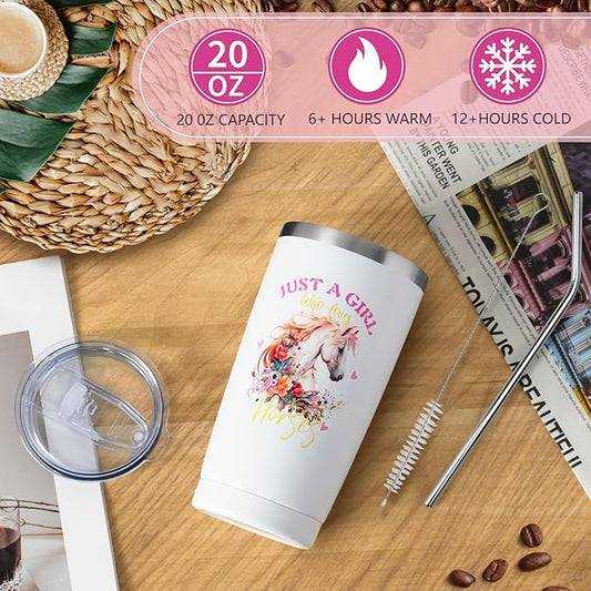 Horse Gift for Girls Horse Gifts for Horse Lovers 13pcs Gift Set with Tumbler Makeup Bag Socks Bracelet Ballpoint Pens Acrylic Keychain Birthday Gifts for Women Valentines Day Gifts for Her