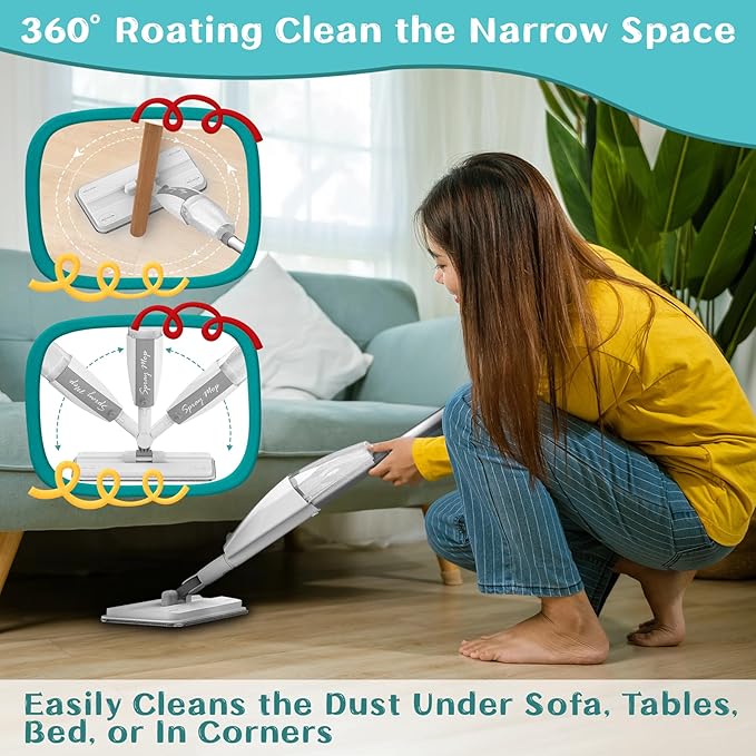 Toddler Mop That Works - Kids Spray Mop - Toddler-Size Cleaning Toy Set Small Sweeper, Detachable Mini Mop for Kids, Interactive Pretend Play Montessori Toys Gift for Toddlers Boys Girls