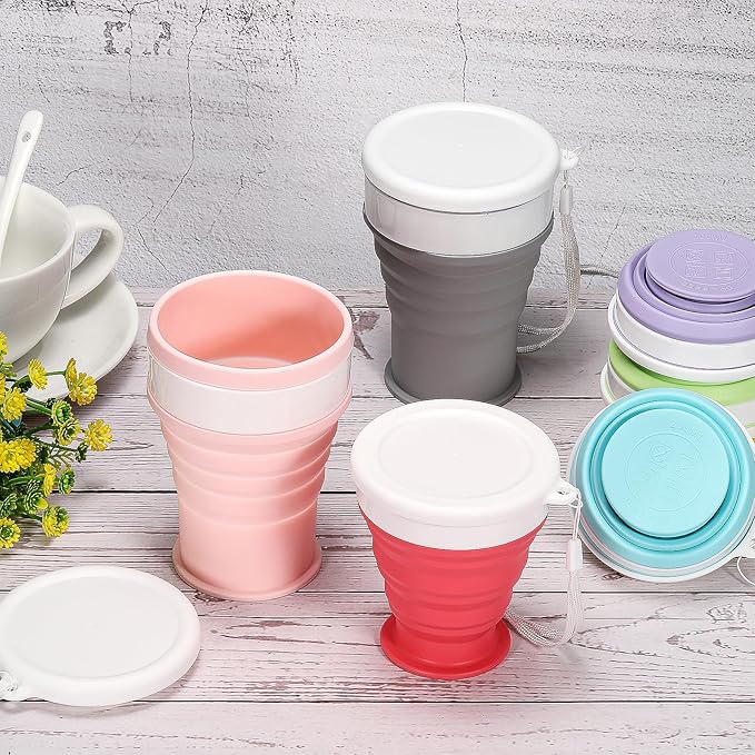 PATIKIL Collapsible Cup, 2 Pack 200mL Travel Folding Cup Silicone Portable Drinking Cup for Camping Hiking Outdoors, Blue