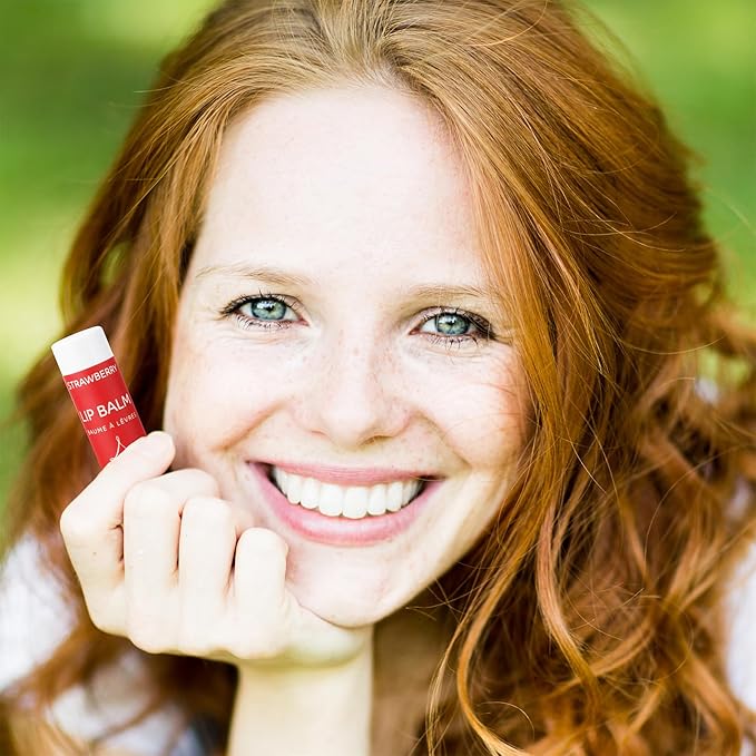 ALIDA PURE Strawberry Lip Balm Collection, Vegan, Lip Balm, Beeswax Free, with Avocado Oil, Organic Jojoba Oil, and Vitamin E, Natural Moisturizer for Dry, Chapped Lips, 3 Tube Set