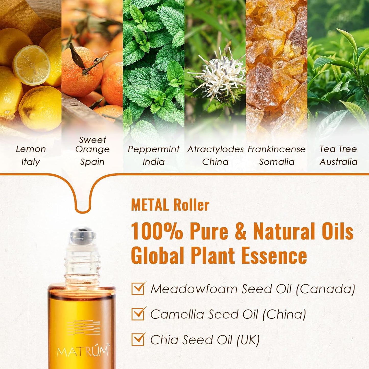 MATRUM Five Element Essential Oil Roll-On Set – 100% Pure Aromatherapy Blend for Stress Relief, Anxiety Ease, Relaxation & Sleep Support, Circulation & Balance, Self-Care Gift, 2.5 Fl Oz