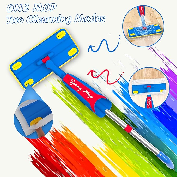 Kids Mop Cleaning Toy Set, Mini Size Mop for Kids, Toddlers Small Spray Mop Really Works, Montessori Toys Educational and Pretend Play Toy Gift for Toddlers Boys Girls