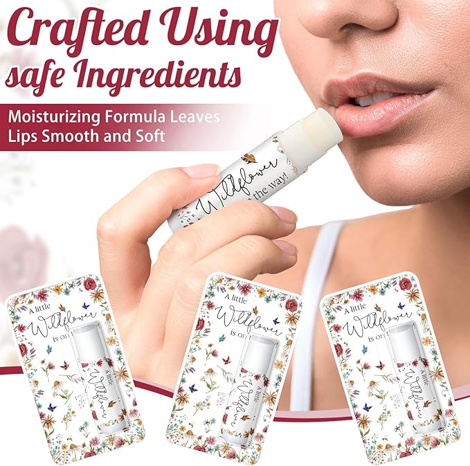 30 Pack a Little Wildflower Baby Shower Games Prizes Gifts Bulk Wildflower Lip Balms Favors for Winners Boys Girls Gender Reveal Favors Decorations Halloween Baby Shower Thanksgiving Gift Bags Stuffer