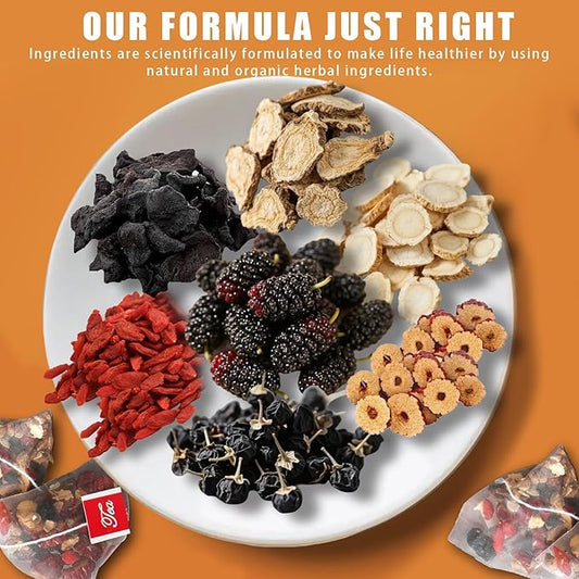 Ginseng Seven Treasure Herbal Tea, Organic Kidney Detox & Cleanse Blend for Women & Men, 7 Natural Ingredients Herbal Formula, 40 Bags, 1 Pack