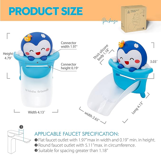 Bathroom Faucet Extender for Kids Sink Extender for Toddlers Faucet Extender Cute Penguin Faucet Extender for Toddlers Baby Kids Hand Wash Helper Bathroom Sink (1 Piece)