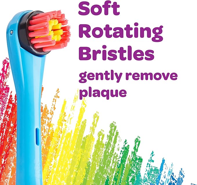 GUM Crayola Drip Art Kids Power Toothbrush, Extra Soft, 1 Count (Pack of 2) with Travel Cap