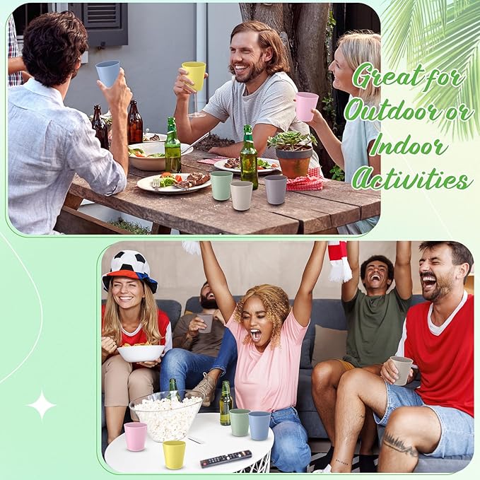 Eccliy 36pcs 8 oz Christmas Cups Unbreakable Plastic Stackable Juice Reusable Tumblers Bulk Plastic Drinking Cups for Kid Toddlers Baby Kid, Dishwasher Safe(Pastel Color)