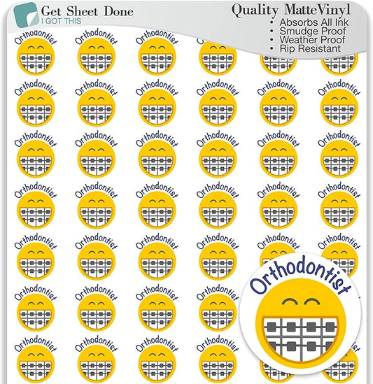 Orthodontist Planner Stickers – 54 Vinyl Labels for Braces Checkups, Dentist Appointments, Health Scheduling, Wellness Tracking, Functional Productivity Bullet Journaling Layouts