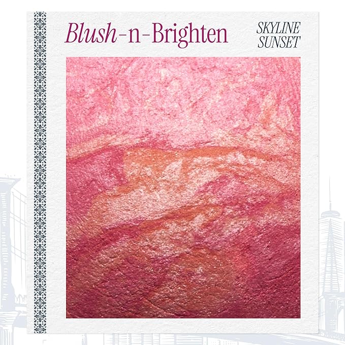 LAURA GELLER NEW YORK Holiday 2025 Limited Edition Baked Blush-n-Brighten Marbleized Blush - Skyline Sunset - Pink Color for Cheeks (01 Skyline Sunset)