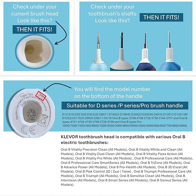 KLEVOR Replacement Toothbrush Heads for Oral‑B – 20 Count – Hygienic Double‑Blister Pack – Compatible with Oral‑B Pro, 1000, 3000, 5000, 7000 and More (Not iO Series)