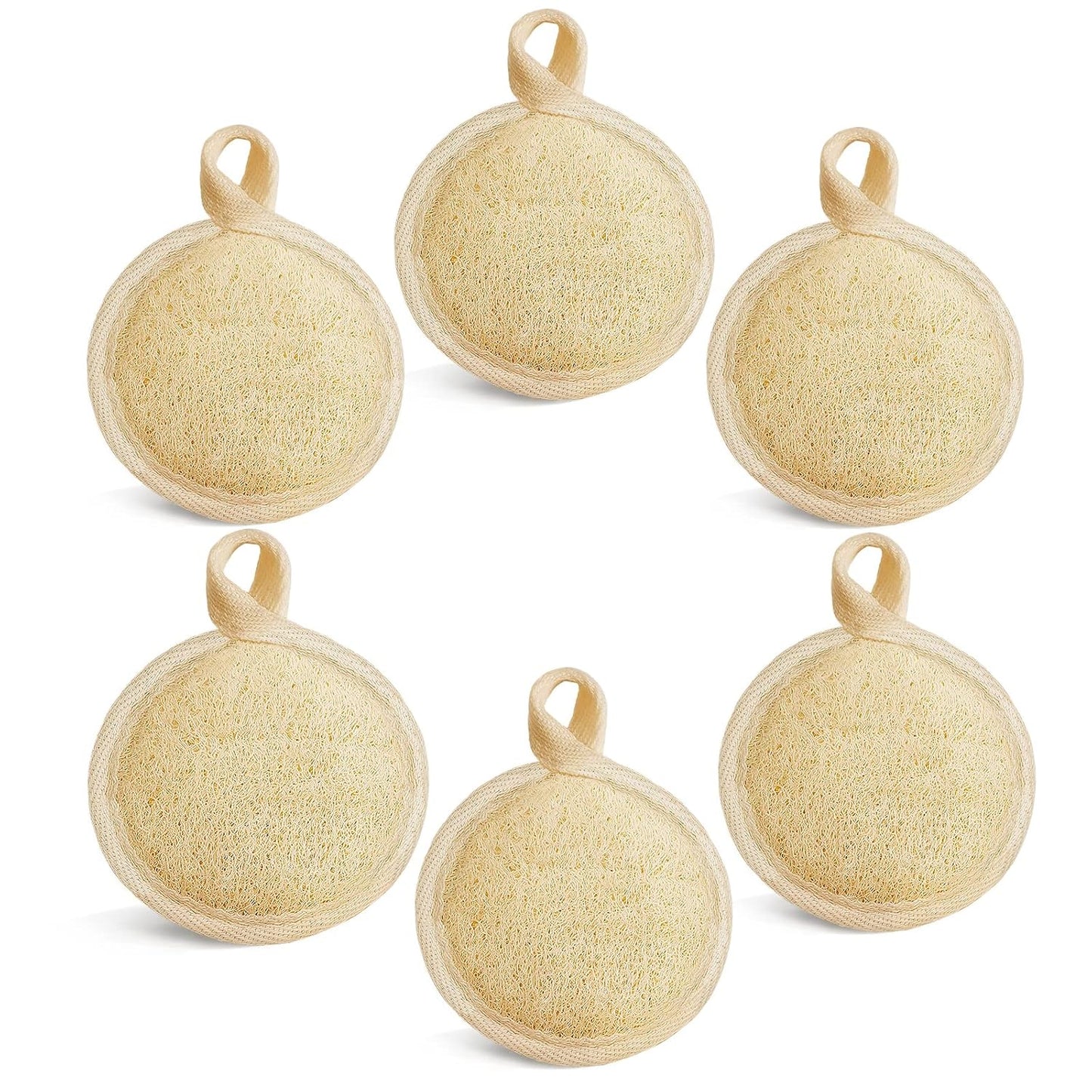 Face Exfoliating Loofah Pad Scrubber, Manual Facial Cleansing and Makeup Remover Brush 6 Pieces, Natural Loofa Sponge Pads Massage Pores and Clean Blackheads Without Hurting The Skin