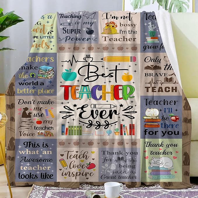 Teacher Blanket Gifts for Women Gifts Teacher Appreciation Gifts Retirement Throw Blankets Plush Flannel Bedding Decor Best Teacher Gifts 50"X40"