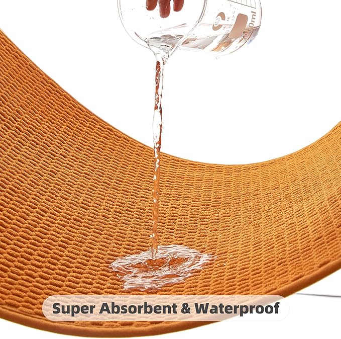 Large Bathroom Rugs Non Slip Washable Bath Rugs Super Absorbent Bathroom Rug Thin Quick Dry Low Pile Bath Mats, Orange 36"x48"