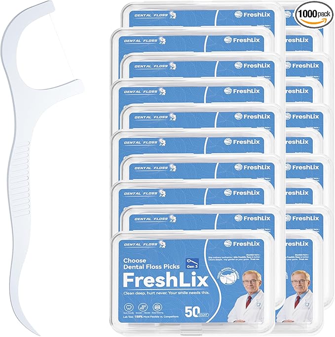 Dental Floss Picks 1000 Count Tooth Picks Flossers Gen 3 Toothpicks Sticks to Remove Plaque & Protect gingivae for Adults & Kids Teeth Cleaning