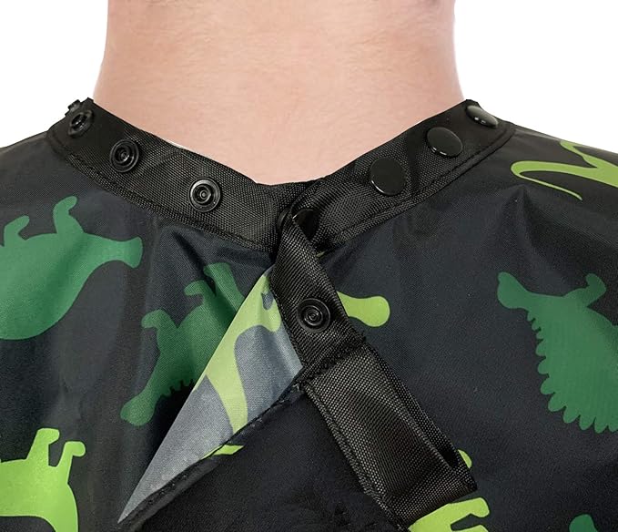 Kids Barber Cape For Boys Hair Cutting at Home, Salon or Barber Shop, Kids Hair Cutting Cape for Boys and Toddlers, Adjustable Neck with Plastic Snaps, Dinosaur
