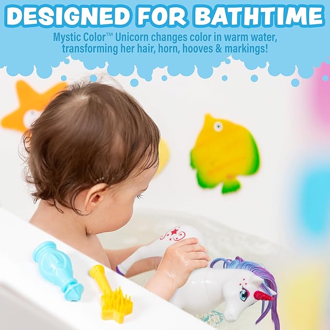 Tub Works® Mystic Color Unicorn™ | Color Changing Bath Toy for Kids & Toddlers | Magical Transformation in Warm Water | Kids Bath Toys, Toddler Bath Toys & Interactive Bathtub Toys for Creative Play