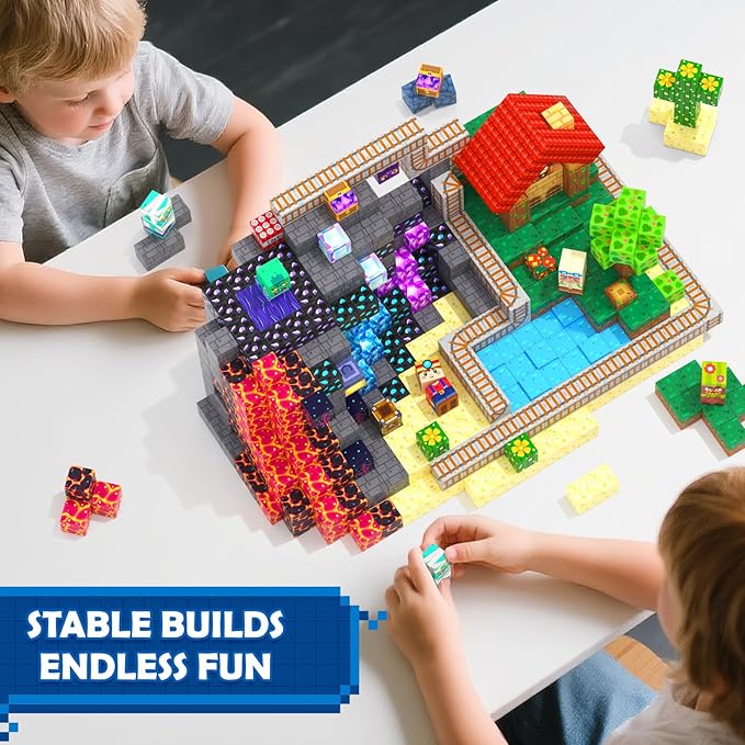 Coodoo 200 PCS Magnetic Blocks (0.8in) - Magnetic Building Blocks Magnet Toy Outdoor Sensory Toddler Toys for Ages 5-7 8-13 3 4 5 6 7 8, Idea Gifts for Boys and Girls Age 3+ Years Old Kids Toys Games