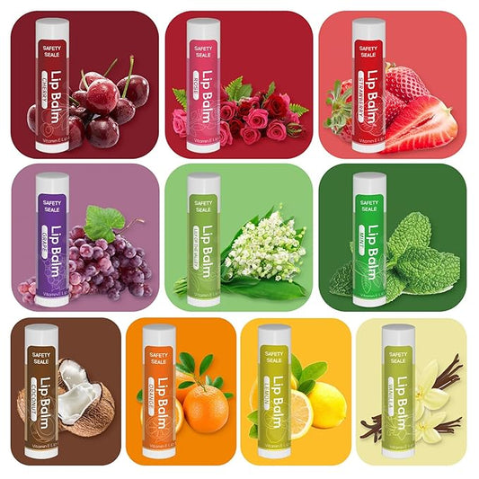40 Pack Natural Lip Balm Bulk with Vitamin E and Coconut Oil - Moisturizing Dry Cracked Lips, Mini Chap Stick Gifts for Kids Women Men- 10 Flavors - Non-GMO