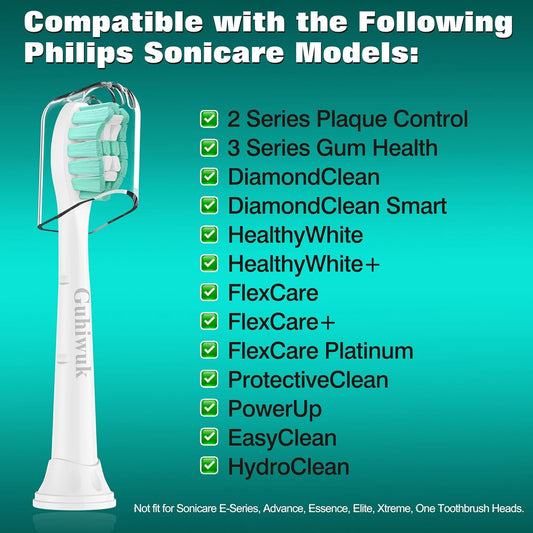 Toothbrush Heads for Philips Sonicare Replacement Heads, C2 Brush Head Compatible with Phillips Sonicare Click-on 4100 5100 6100 Electric Toothbrush, 10 Pack