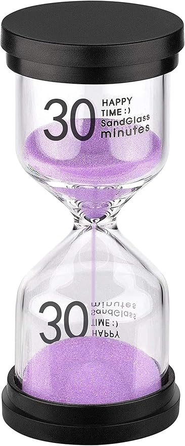 SuLiao 30 Minute Hourglass: Purple Sand Clock Timer, Large Sand Watch 30 Min，Plastico Reloj De Arena 30 Minutos, Colorful Half Hour Glass Sandglass for Kids, Home, Game, Classroom, Kitchen, Decortion