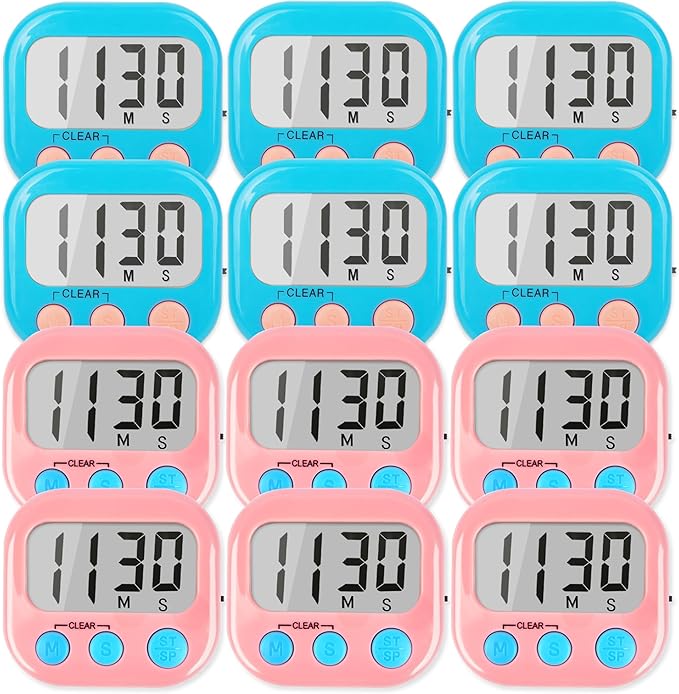 Classroom Timers for Teachers Kids Large Magnetic Digital Timer Teacher Supplies 12 Pack-Blue Pink