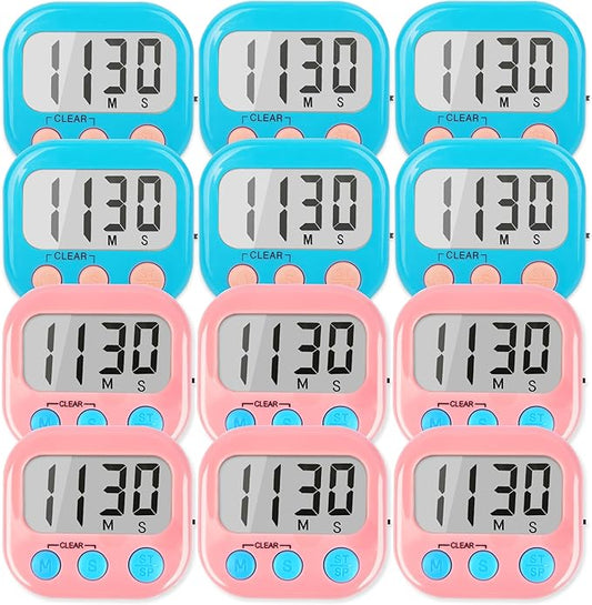 Classroom Timers for Teachers Kids Large Magnetic Digital Timer Teacher Supplies 12 Pack-Blue Pink