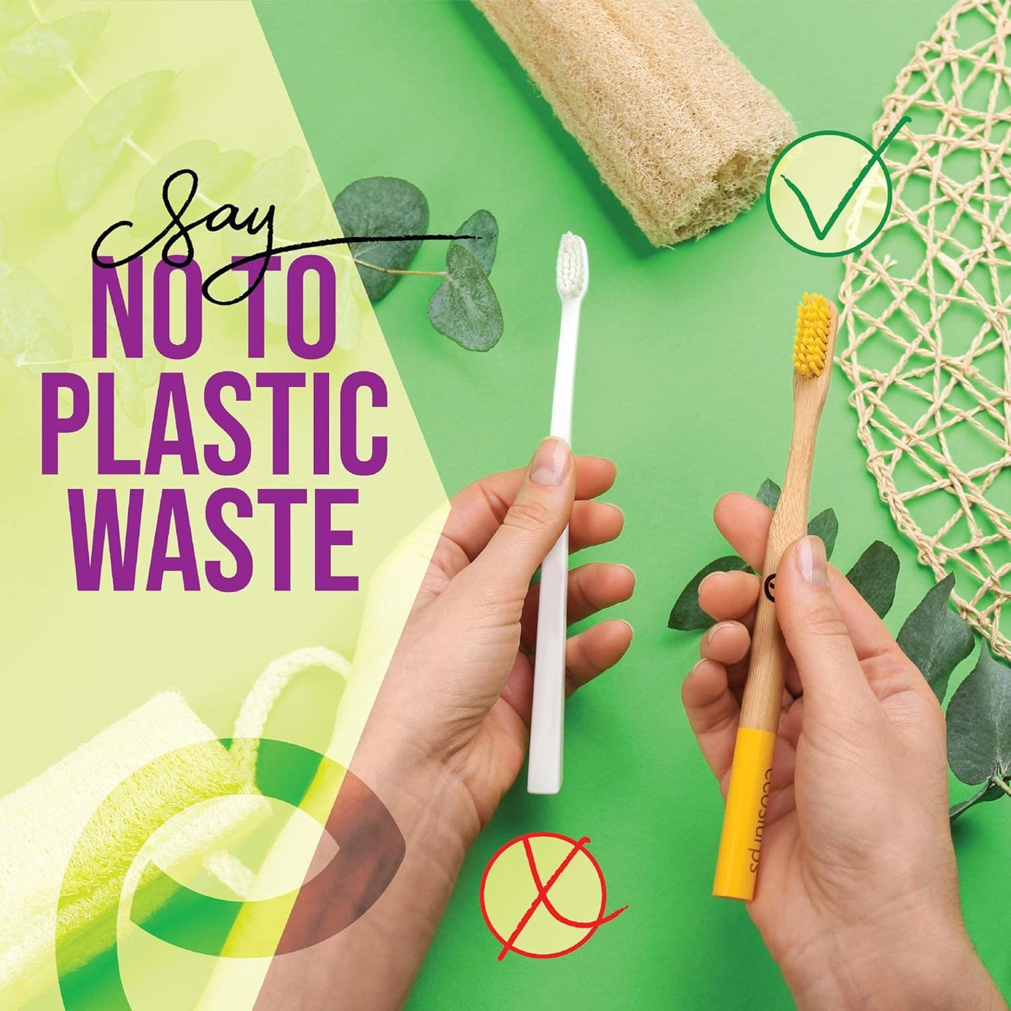 EcoSlurps 6 Bamboo Toothbrushes Multipack - Award Winning Round Handle Soft Medium Bristle Wooden Toothbrush Family Set Bulk (6 Pack)