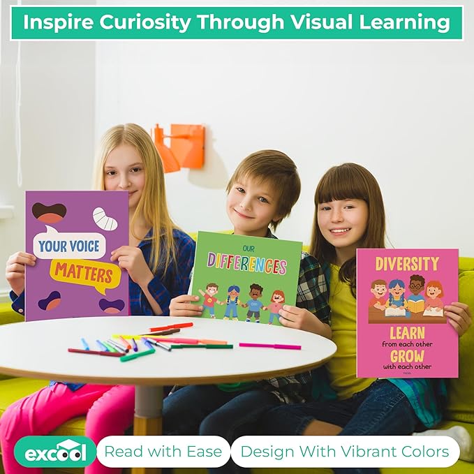 EXCOOL CLUB Diversity Posters For Classroom - Everyone Is Welcome Here Multicultural Decorations, Kindness Quotes Motivational Poster For Elementary Middle School, Inclusion Teacher Must Haves