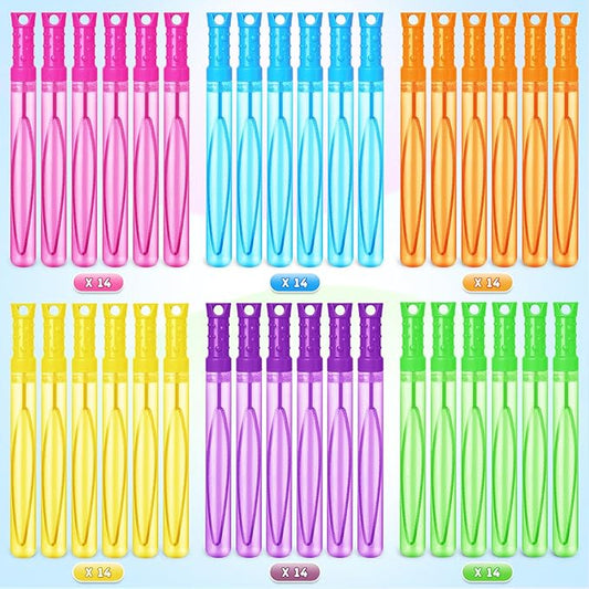 Bubble Wands, 84 Pcs Bubble Wands Bulk in 6 Colors，Bubble Party Favors for Kids, Summer Toys, Indoor Outdoor Activity, Themed Birthday, Wedding, for Girls & Boys