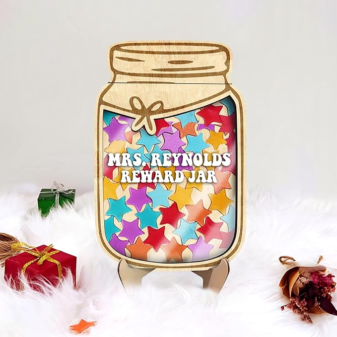 Personalized Reward Jars for Kids - Magnetic Reward Jar for Classroom Behavior – Incentive Jar with Stars for Teachers & Kids – Class Rewards Chart, Potty Training, Behavior Management, Style 03