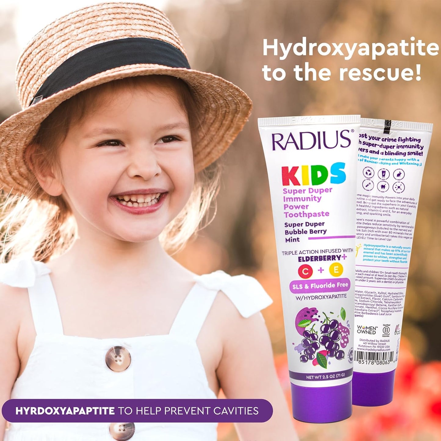 RADIUS Kids Super Duper Immunity Power Toothpaste 2.5 Oz - Super Duper Bubble Berry Mint - Pack of 1