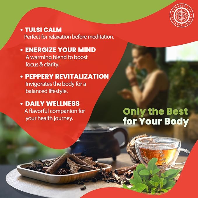 Pride Of India - Natural Herbal Chai (Comforting Spiced Tea), PACK of 1-15 Tea Bags