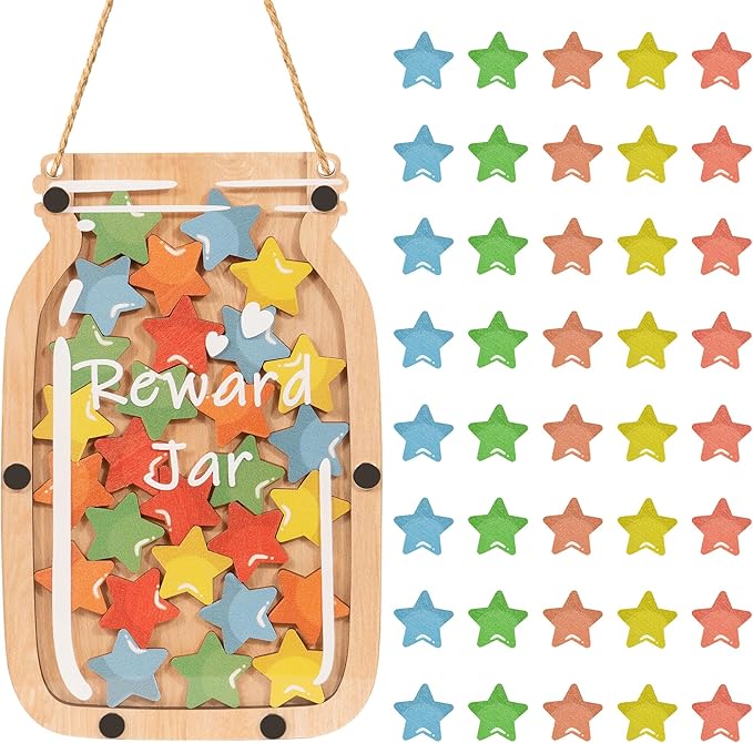 Personalized Stars Reward Jar Magnetic Reward Jar, Classroom Reward Jar for Kids, Jar Reward System Behavior Chart for Kids Incentive Chart for Classroom (Star)