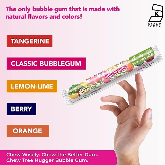 Tree Hugger Bubble Gum, Citrus Berry, Natural Flavors, No Artificial Colors, 1.6 Ounce (Pack of 12)