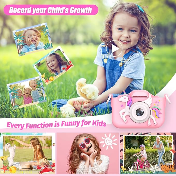 Upgrade Kids Camera for Girls, Christmas Birthday Gifts for Boys, 1080P HD Selfie Digital Video Camera for Toddlers, Cute Portable Little Girls Boys Gifts Toys for 3 4 5 6 Years Old