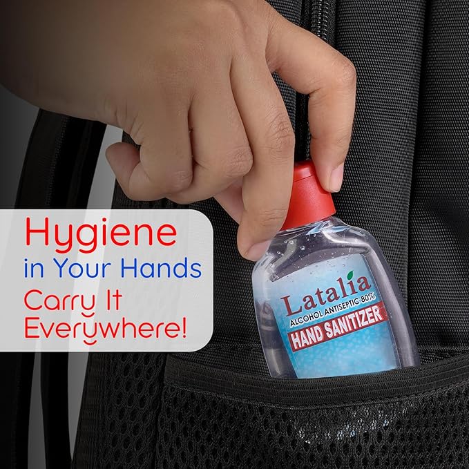 Latalia Mini Hand Sanitizer Travel Size Pack of 96 | 1.85 fl oz with 80% Alcohol Small Hand Sanitizer Bulk For Non-Sticky, Unscented, Gentle & Fresh Hands Anytime